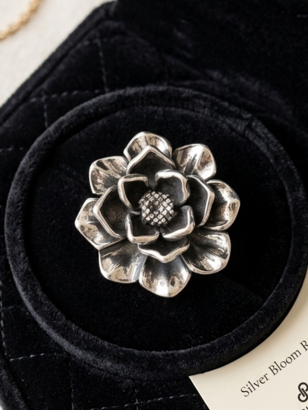 Vintage Sterling Silver Layered Flower Statement Ring 925